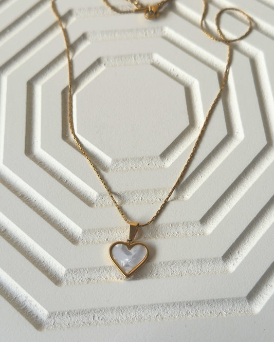 White Heart Necklace
