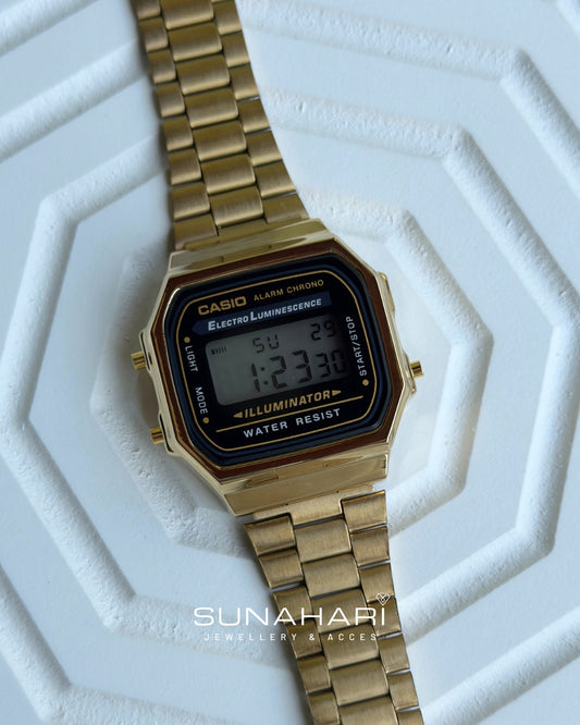 Vintage A168 Gold Black (Digital Watch)