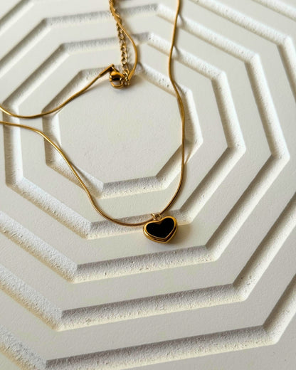 Black Heart Necklace - Anti-Tarnish