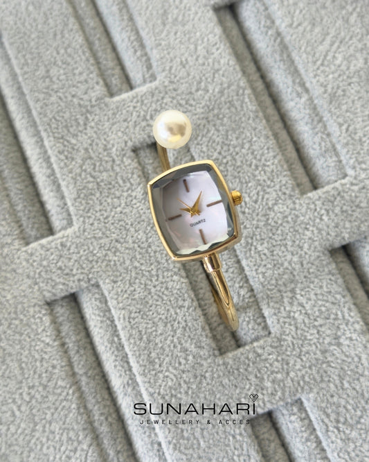 Pearl Square Gold Watch